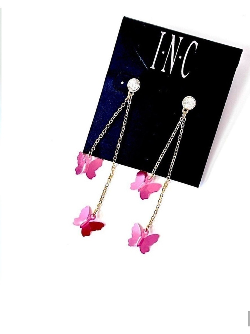 INC.INTERNATIONAL CONCEPTS INC. Pink Butterfly Dangle/Drop Earrings NWT